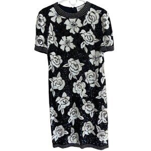 Vintage Black and White Floral Dress